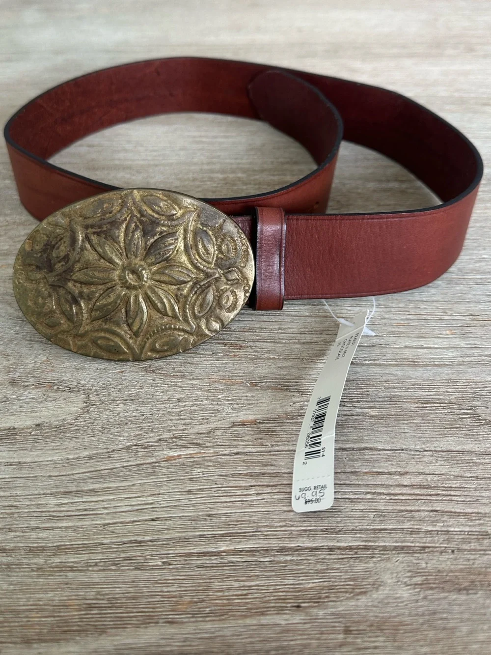 NWT COLE HAAN Leather Belt Women’s Western Boho Equestrian (see measuremts) $95
